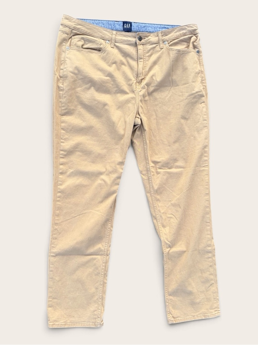 Gap Men’s 40x30 Khaki Tan Stretch 5 Pocket Pants Cotton Straight Casual